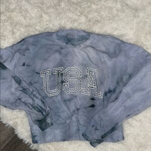 Blue Tie-Dye USA Sweatshirt